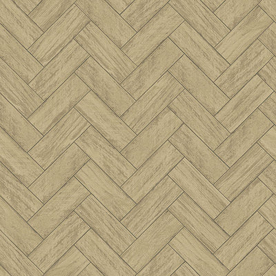 Kaliko Neutral Wood Herringbone Wallpaper from the Flora & Fauna Collection by Brewster Home Fashions