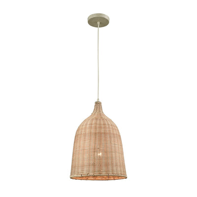 Pleasant Fields 1-Light 17 x 12 x 12 Mini Pendant in Russet Beige with Natural Wicker Shade by BD Fine Lighting