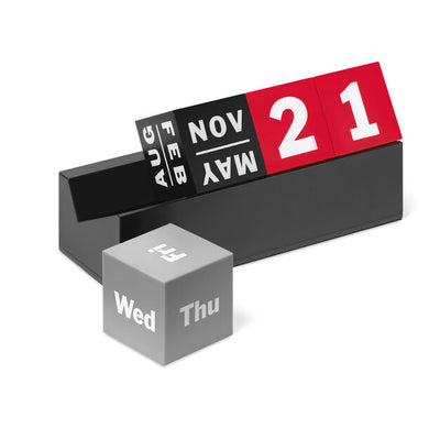 Calendar Perpetual Cubes Blk Red Grey