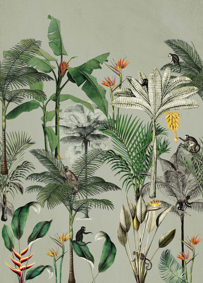 Above the Tropics Wall Mural in Green by Walls Republic