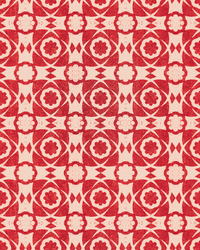 Aegean Tiles Wallpaper in Red from the Sundance Villa Collection by Mind the Gap