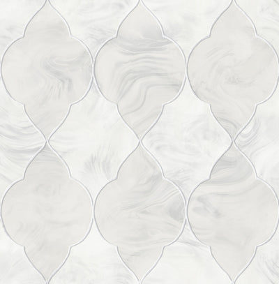 Baroque Glass Wallpaper in Silver, Grey, and Ivory from the Aerial Collection by Mayflower Wallpaper