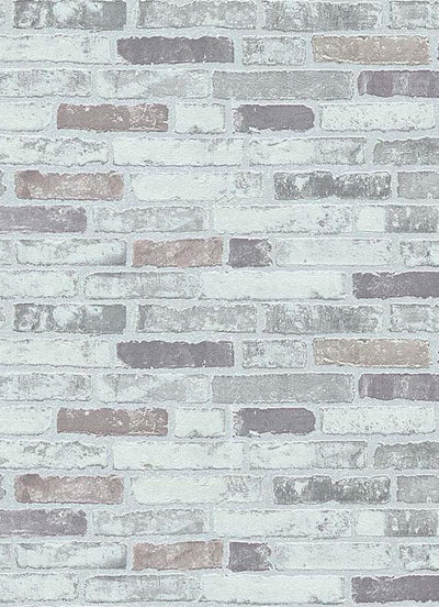 Bryce Faux Brick Wallpaper in Grey design by BD Wall