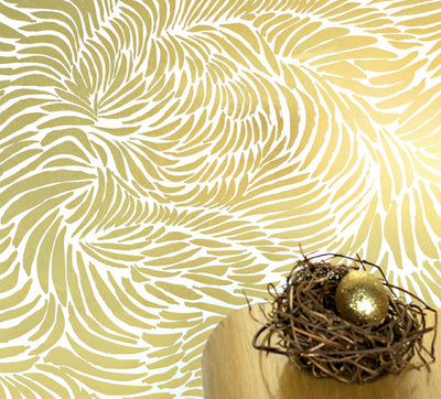 Plume Wallpaper in Rich Gold design by Jill Malek
