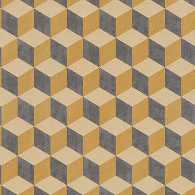 3-Dimensional Bold Cube Yellow Wallpaper by Walls Republic