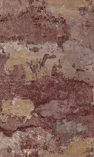 Burgundy Distressed Faux Concrete Effect Wallpaper by Walls Republic