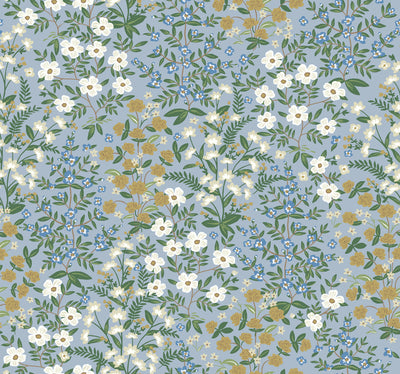 Wildwood Garden Wallpaper in Blue from the Rifle Paper Co. 2nd Edition by York Wallcoverings