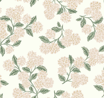 Hydrangea Wallpaper in White/Blush from the Rifle Paper Co. 2nd Edition by York Wallcoverings