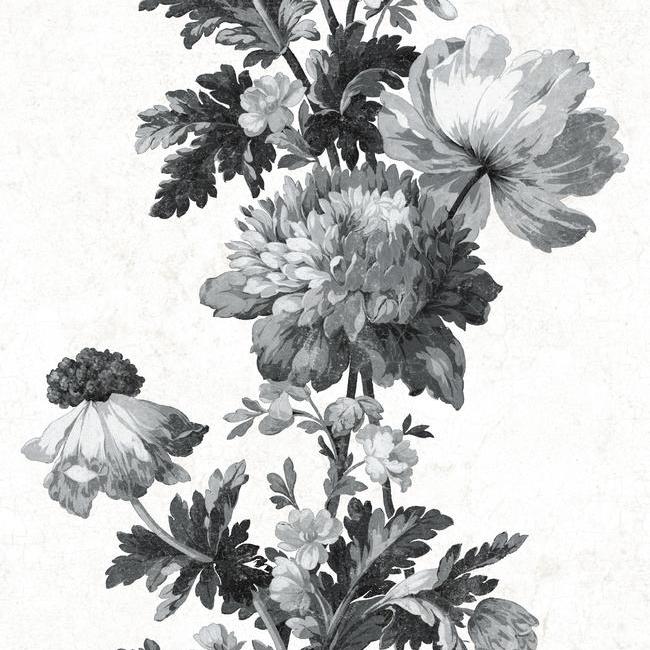 vintage flowers wallpaper black and white