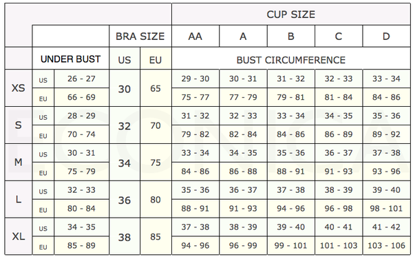 Bra and underwear Size Chart for Women | Econica Lingerie Shop