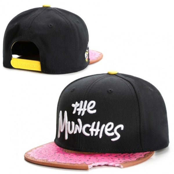 MUNCHIES - Pink Donut Bite Rim SnapBack - 420 THEME CAP – Hat Stacks Online