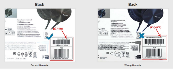 Correct Barcode on Original Sony