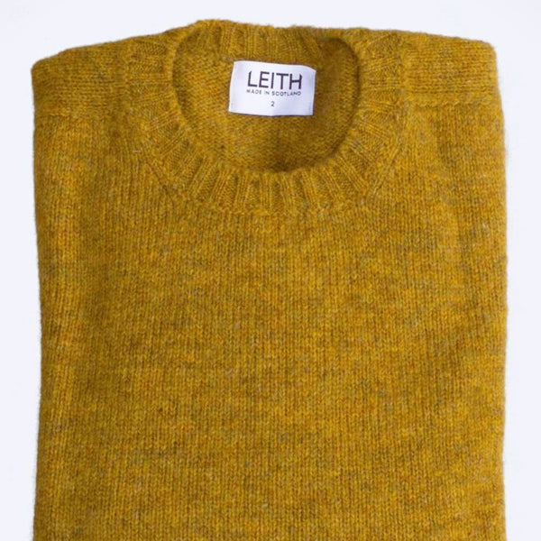 Yellow Ochre men's shetland sweater from Leith. Ethical menswear. UK made knitwear.