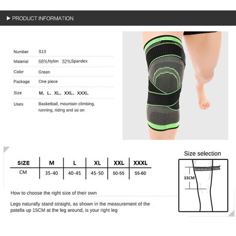 Knee Support Compression Sleeve Sizes