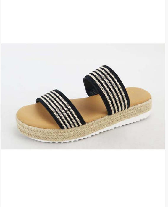 Two Strap Espadrilles Sandal: Black 