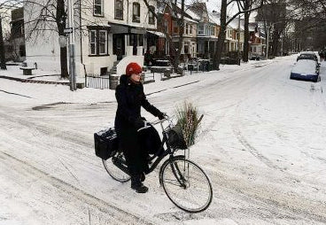 Riding a fixie bike in the winter