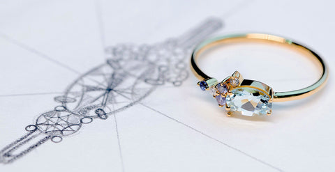 Aquamarine ring-purplemay jewellery