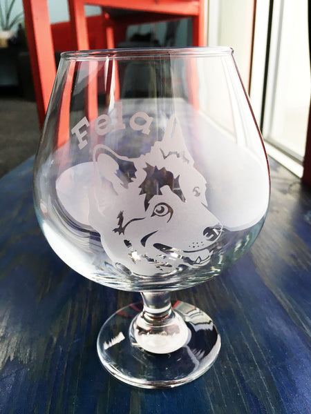 custom dog portrait glassware