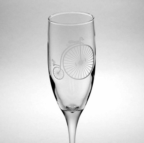 penny farthing bicycle champagne flute
