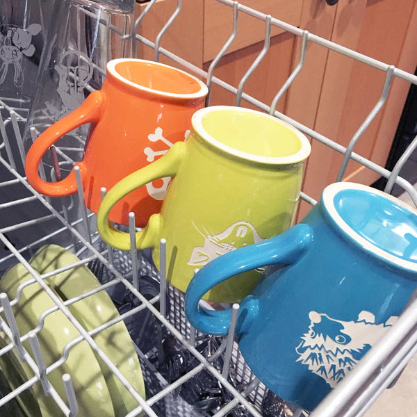 dishwasher-safe mugs and glasses