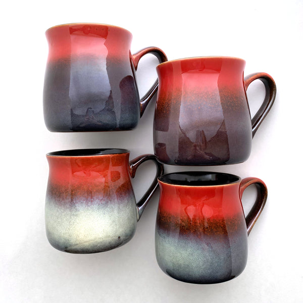 Fiery Sunset Red rustic mugs