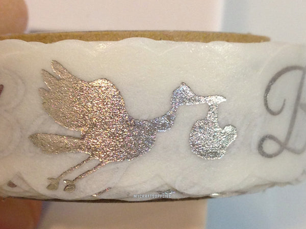 Isn't this just the cutest?! A silver stork out to deliver a brand new baby!