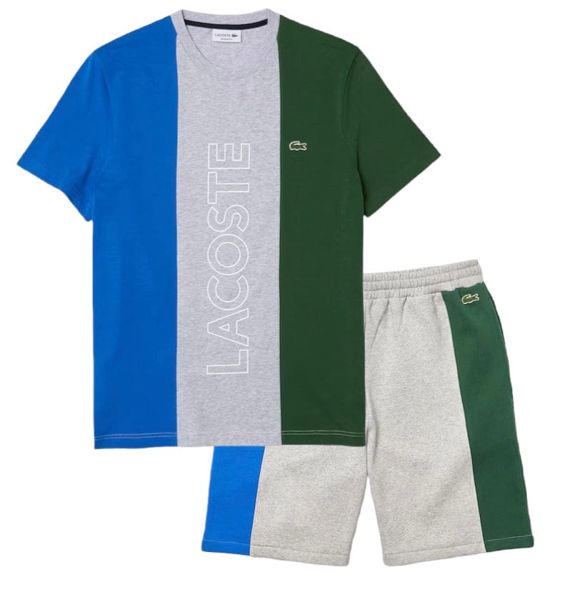 Aanbevolen stel je voor lokaal Lacoste Men's Branded Crew Neck Cotton T-shirt & Short Set Green Grey – BLVD