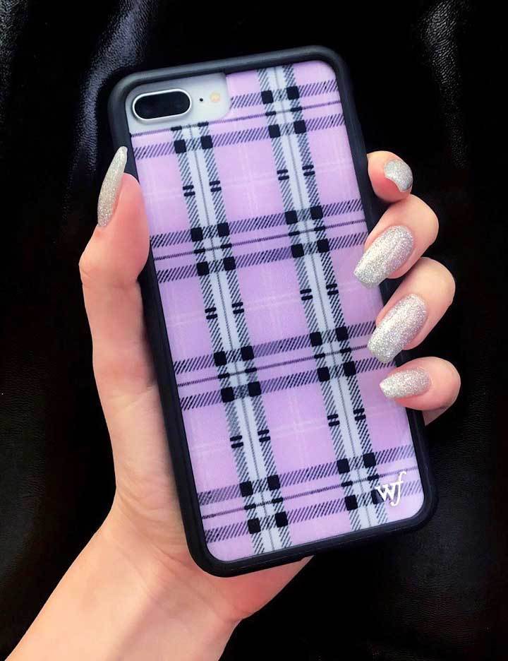 wildflower blue plaid iphone xr case