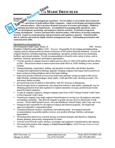 bank president resume