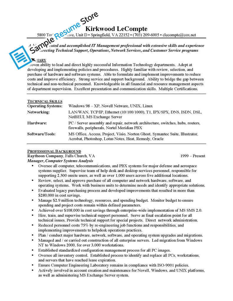 Intelligence resume format