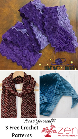 Free crochet patterns with Zen Yarn Garden hand-dyed yarn