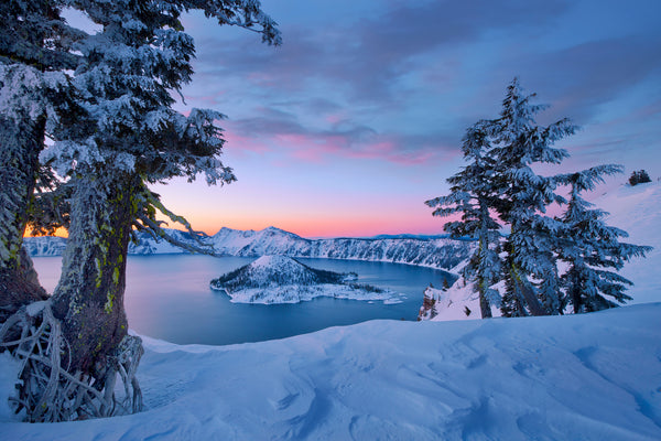 Crater Lake Oregon in the Winter. 