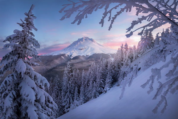 Mount Hood sunrise after snow by Lijah Hanley. 