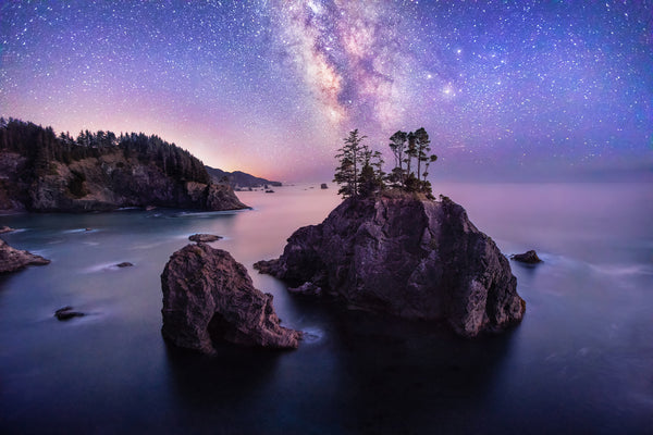 Sea Stacks under the milky way in brookings oregon. 