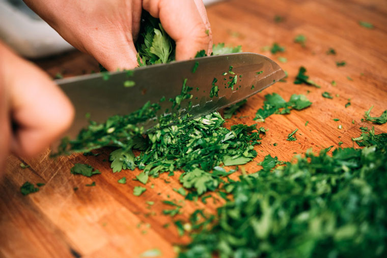 Chopping herbs