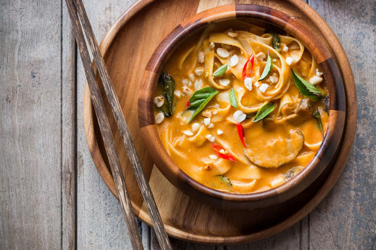 Click & Grow Guide To Beer And Food Pairing: SPICY THAI CURRY PUMPKIN NOODLE SOUP by My Food Story