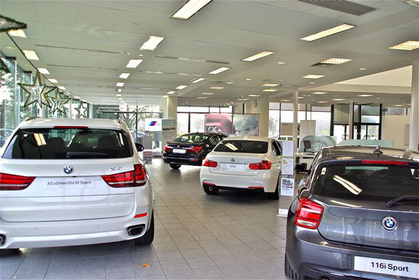 interior view of car showroom