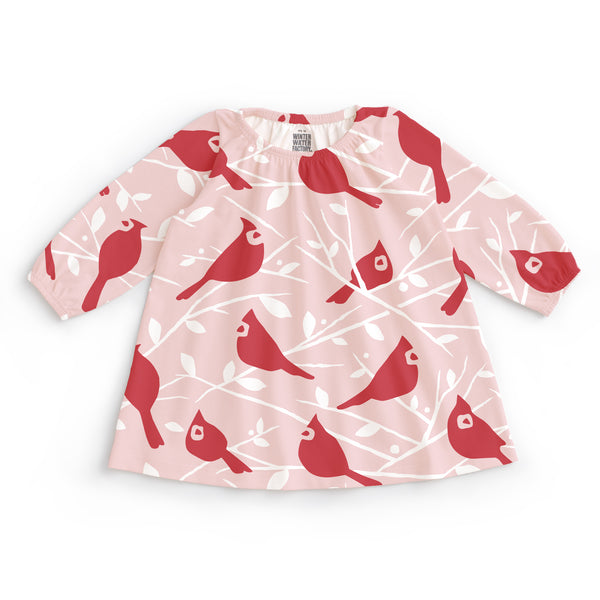 Cedar Baby Dress - Birds In the Trees Red & Pink