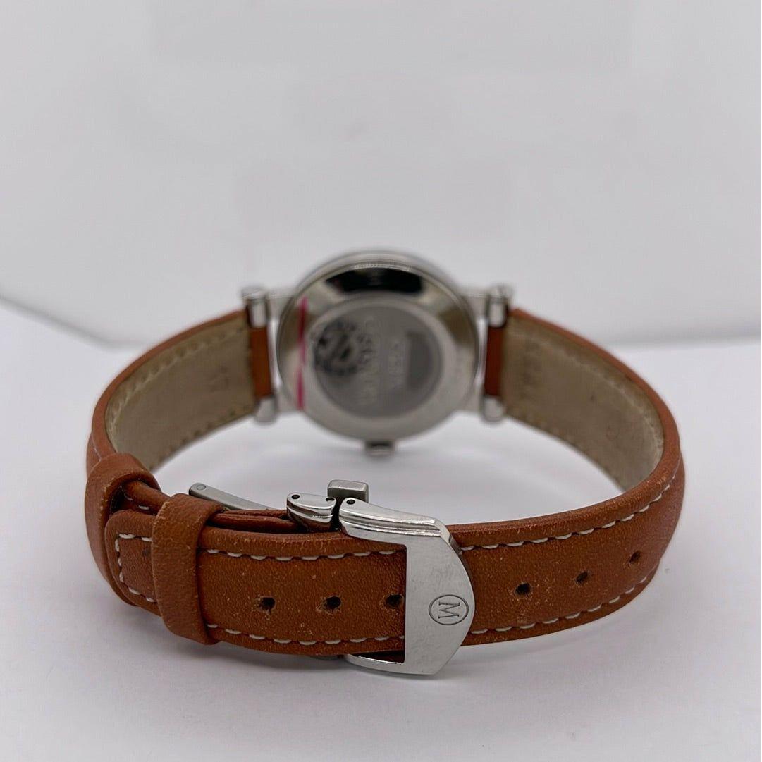 Movado Vizio Unisex Black Dial Brown Leather Strap Watch 1603607