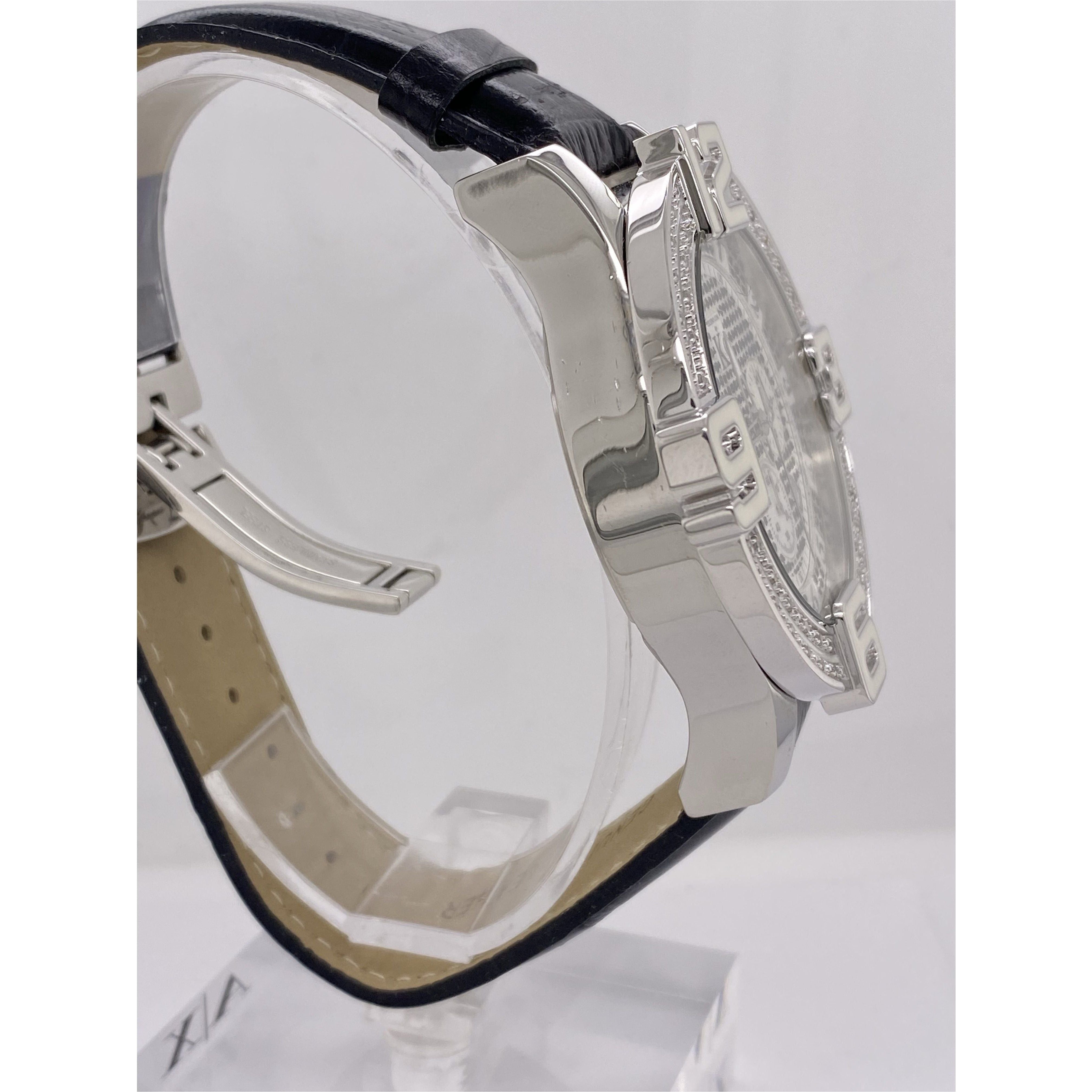 Techno Com By KC Men's Silver Dial Black Leather Strap Watch WA002539