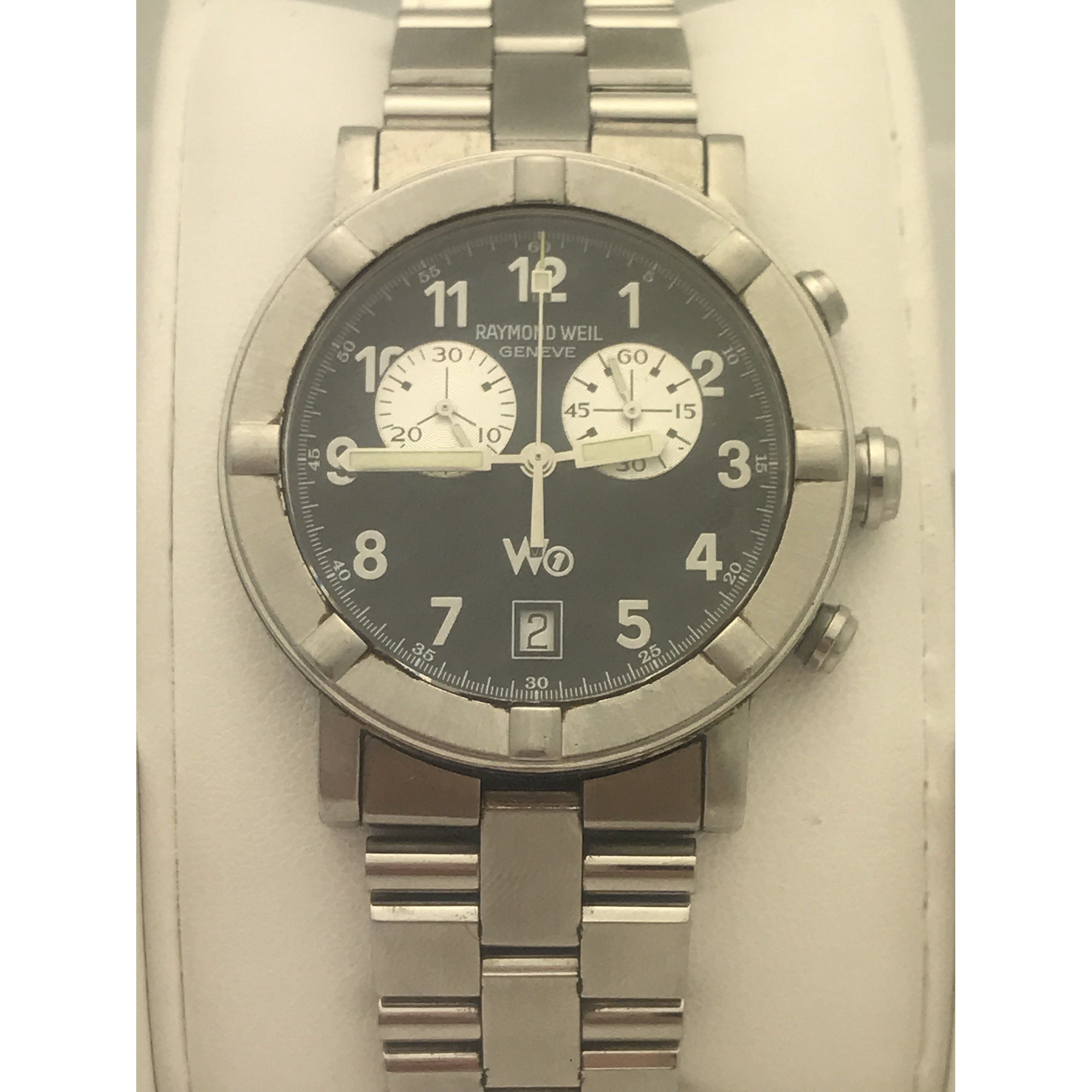 Raymond Weil Geneve Men's Black Dial Stainless Steel Watch W18000