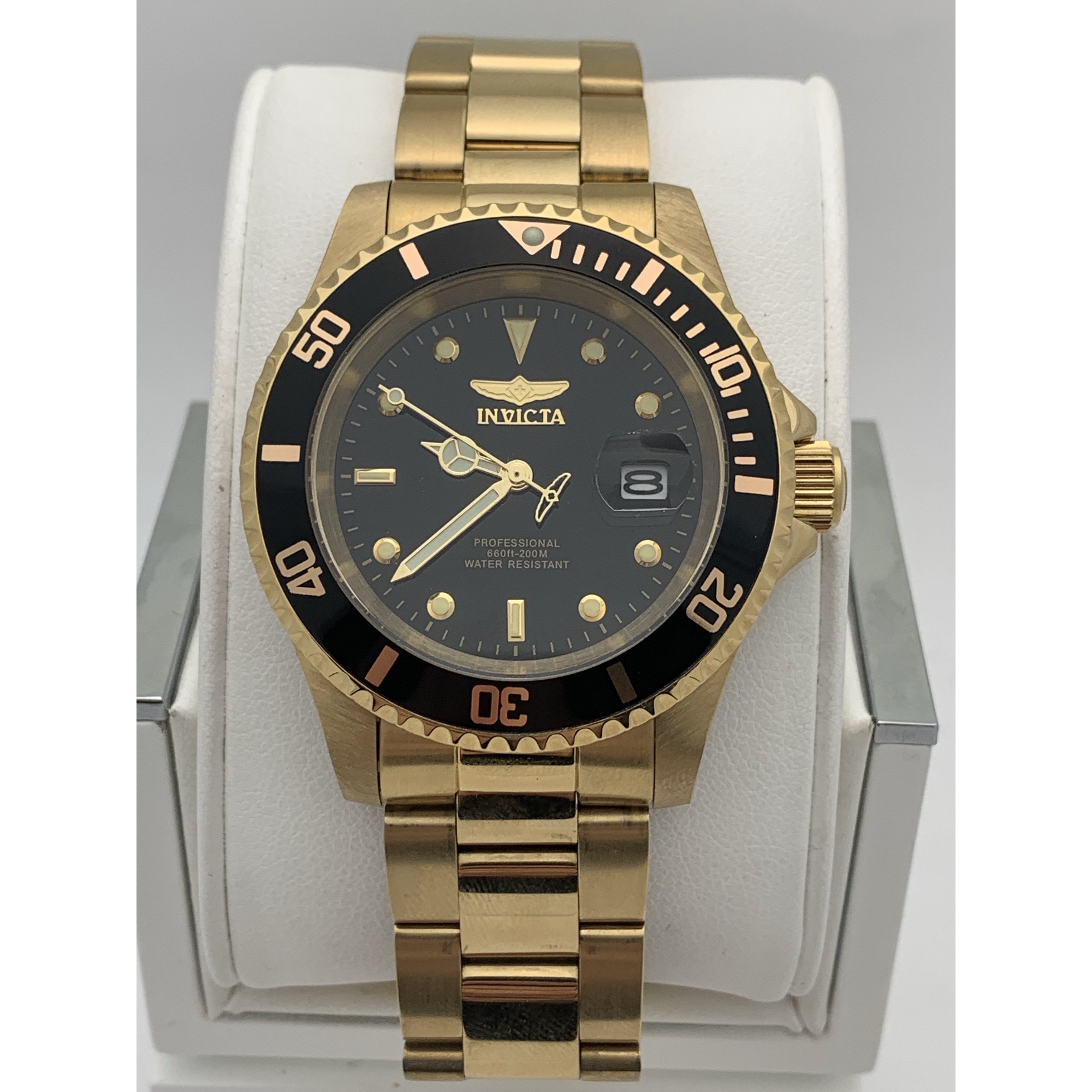 Invicta Men's Black Dial Gold Tone Stainless Steel Watch 26975