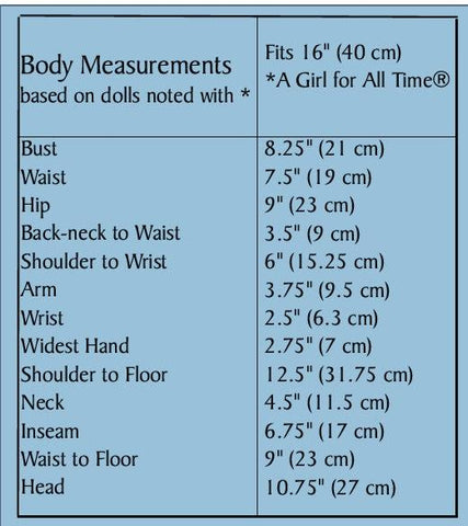 Measurements for A Girl for All Time®