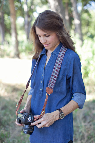 Titus plaid camera strap