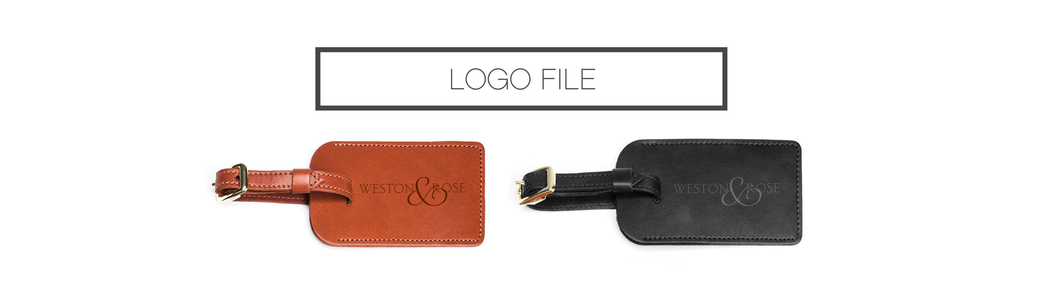 FOTO's genuine leather luggage tag can be personalized with a custom design file or business logo. Your JPG file must be completely black and white - no grayscale, color, shading or photographs.