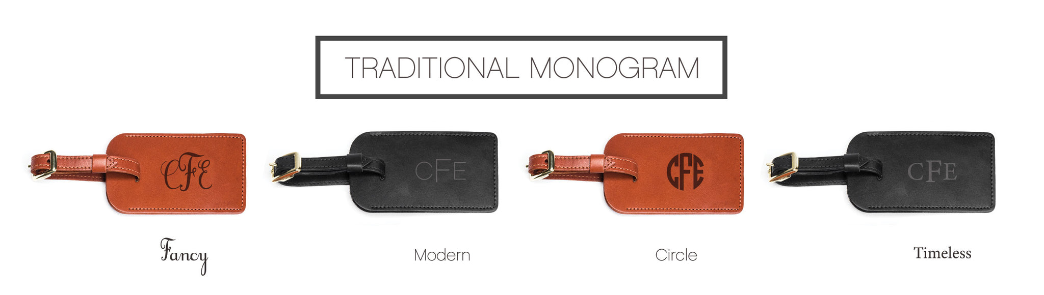 Luggage Tag Monogram Personalization Options
