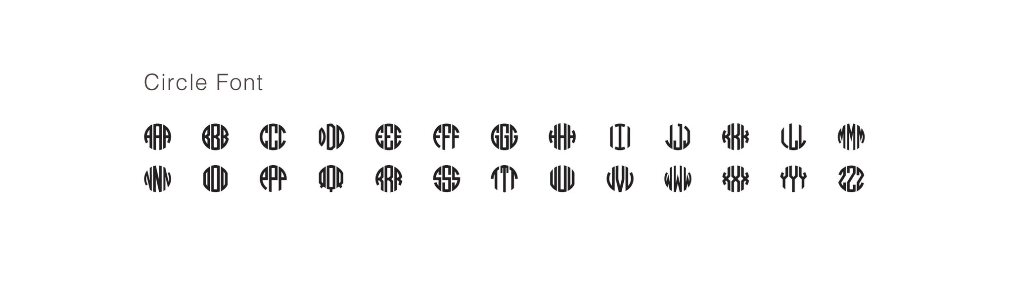 Circle Monogram Font Alphabet