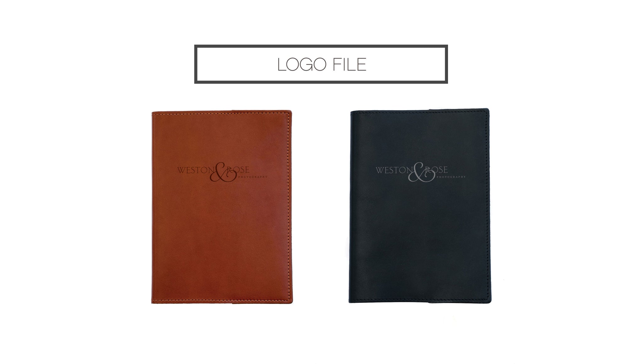 FOTO's genuine leather journal can be personalized with a custom design file or your business logo. Your JPG file must be completely black and white - no grayscale, color or photographs.