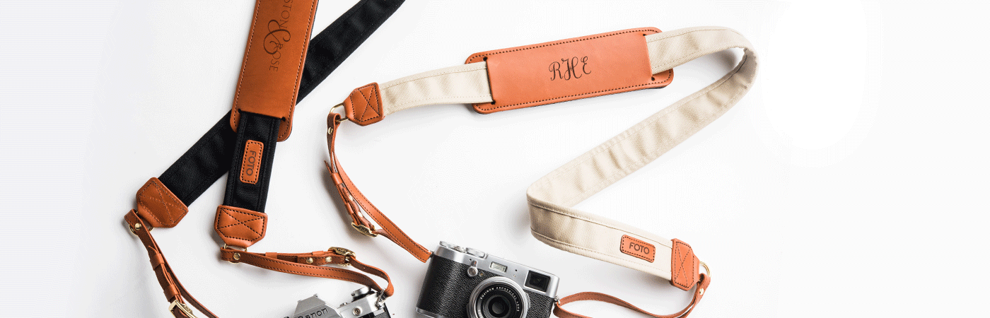 FOTO's genuine leather camera strap the Fotostrap cane be personalized with a monogram, initials, text or your business logo, making it the perfect personalized gift! Read below to learn more about how to personalize your Fotostrap!