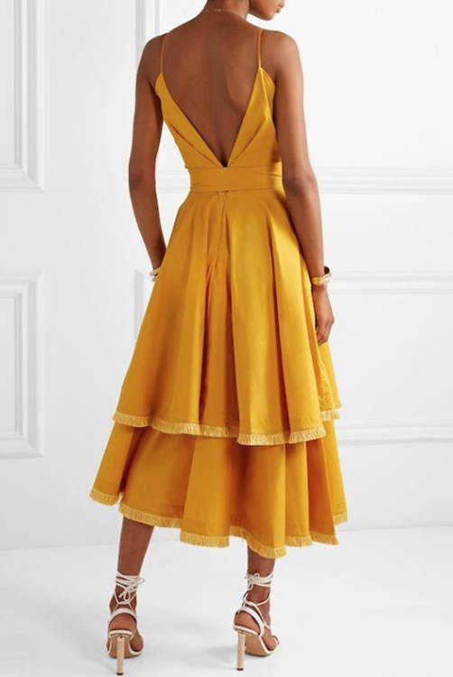 yellow tassel dress